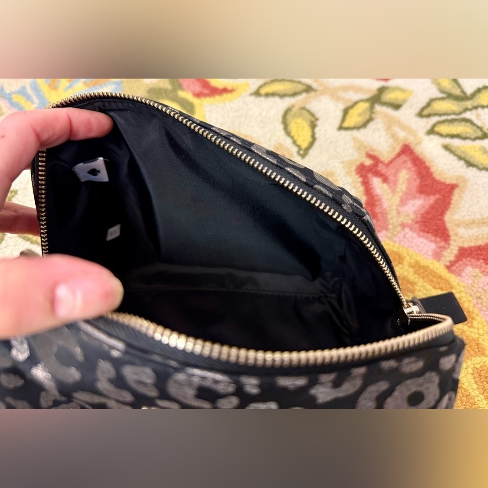 KATE SPADE Chelsea Medium Metallic Black Leopard Print Zip Pouch W/ Wristlet - Picture 16 of 16